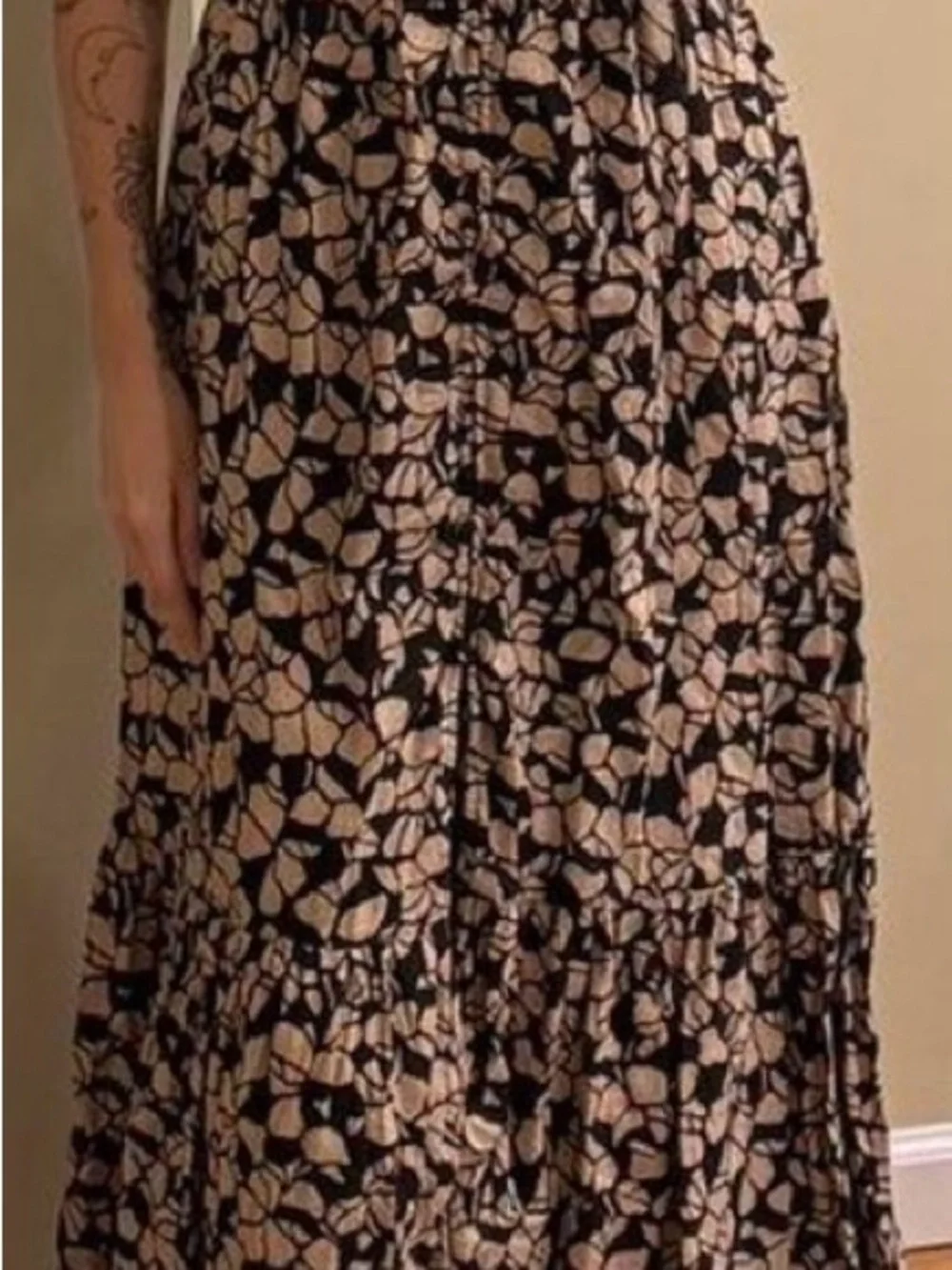 Abercrombie & Fitch Black and Beige Floral Maxi Dress